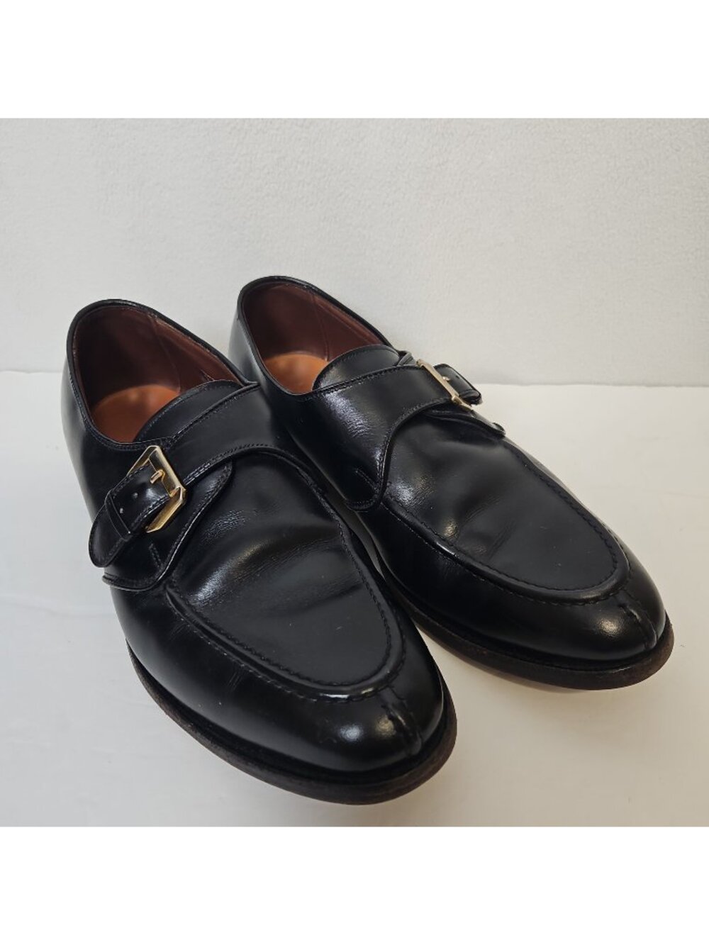 Allen Edmonds Hermitage Monk Strap Buckle Dress Shoes Mens Sz 8D Black Leather